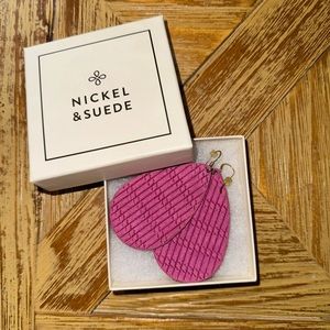 Nickel & Suede Pink Teardrop Earrings